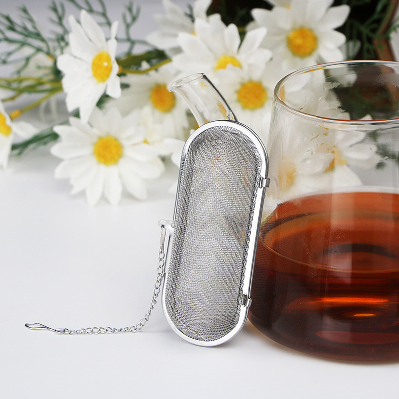 in stock stainless steel tea ball long strip tea maker soup bag tea ball filter tea filter