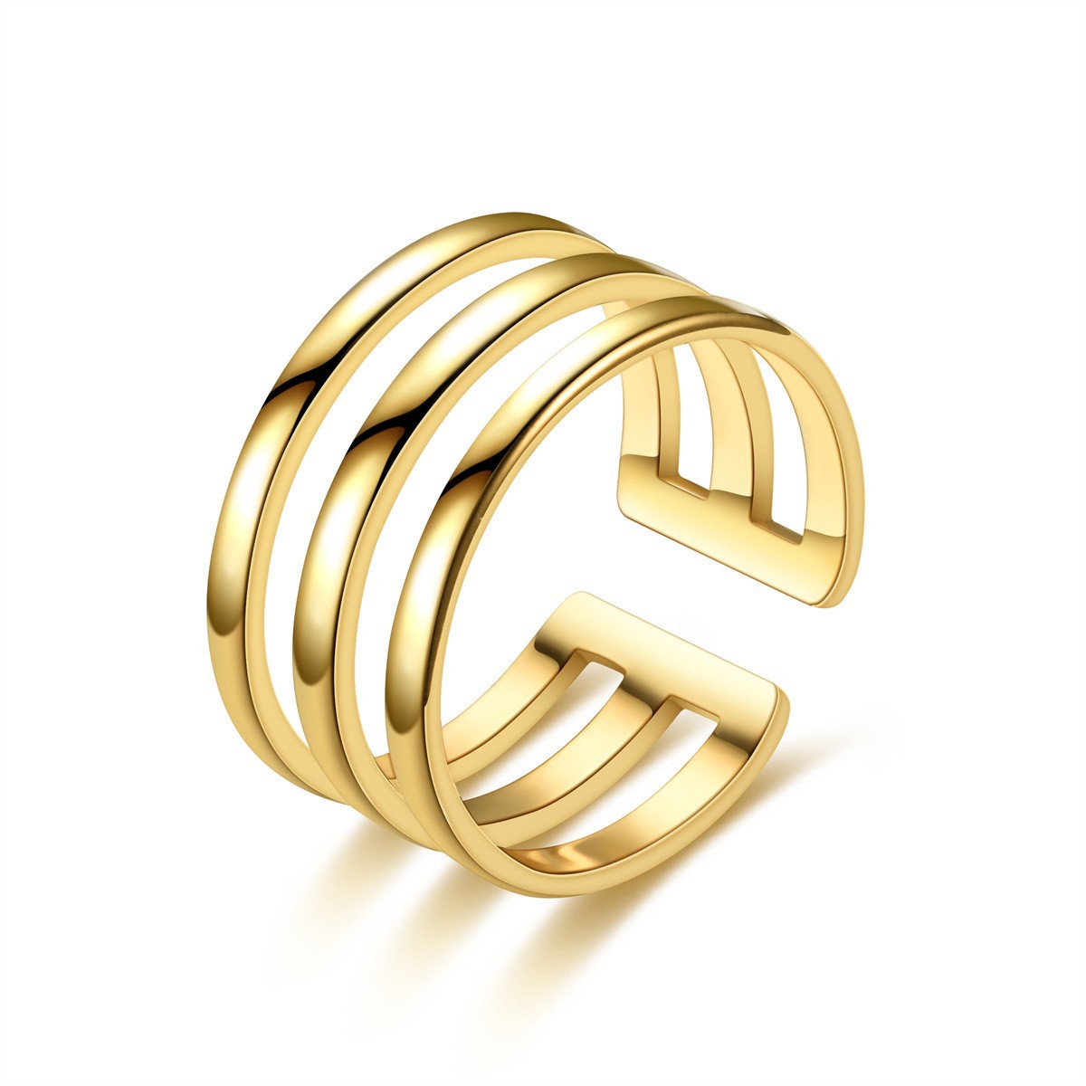 Anillo de acero de titanio fino anillo de nicho de moda ajustable abierto anillo de tres piezas de acero inoxidable fábrica de joyas image 7