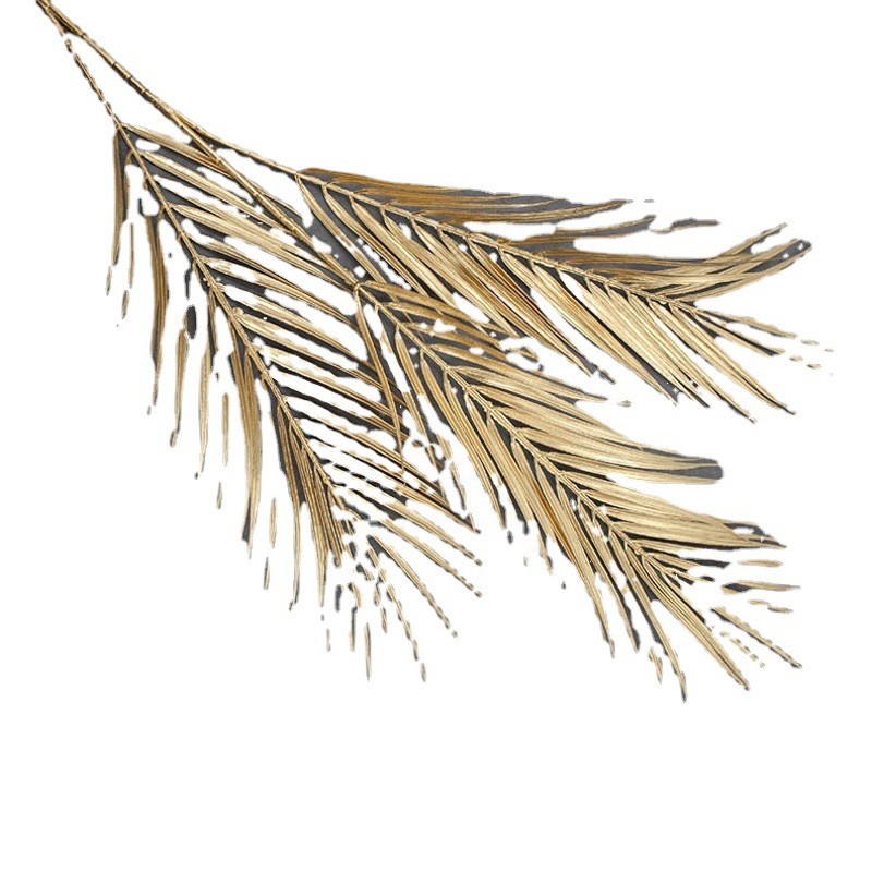 Hoja de oro artificial hoja de abanico de eucalipto hoja de ginkgo HOJA DE Navidad Año Nuevo bendición cubo arreglo floral hogar Víspera de Año Nuevo Flor al por mayor