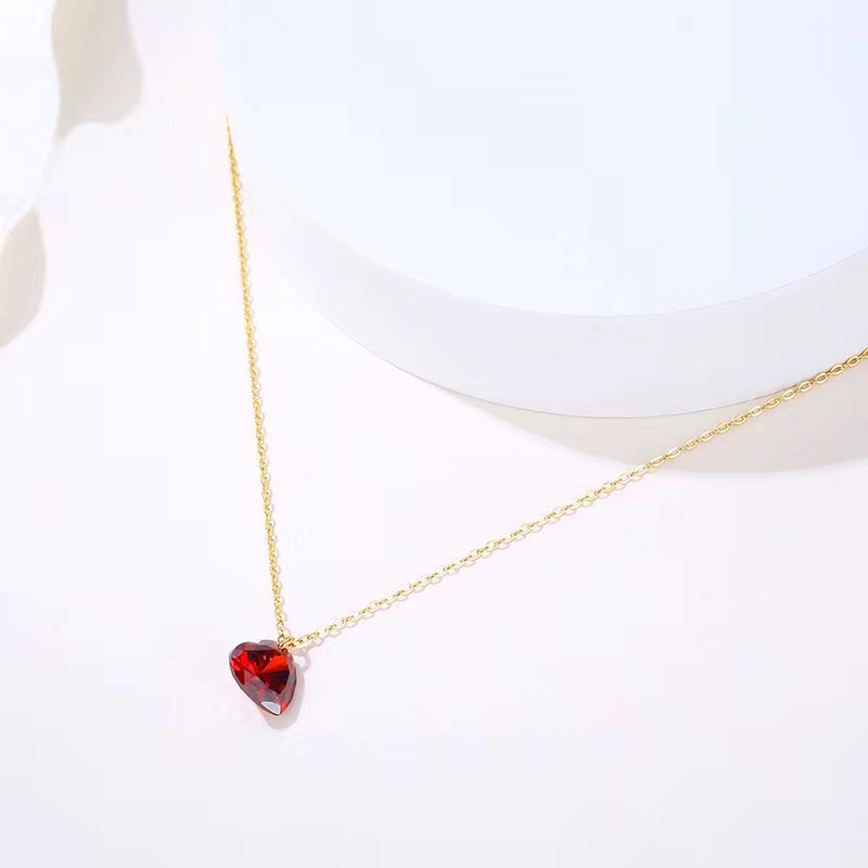 Plating Design Wholesale Jewelry Simple Style Classic Style Heart Shape Copper Plating Pendant Necklace Cable Chain