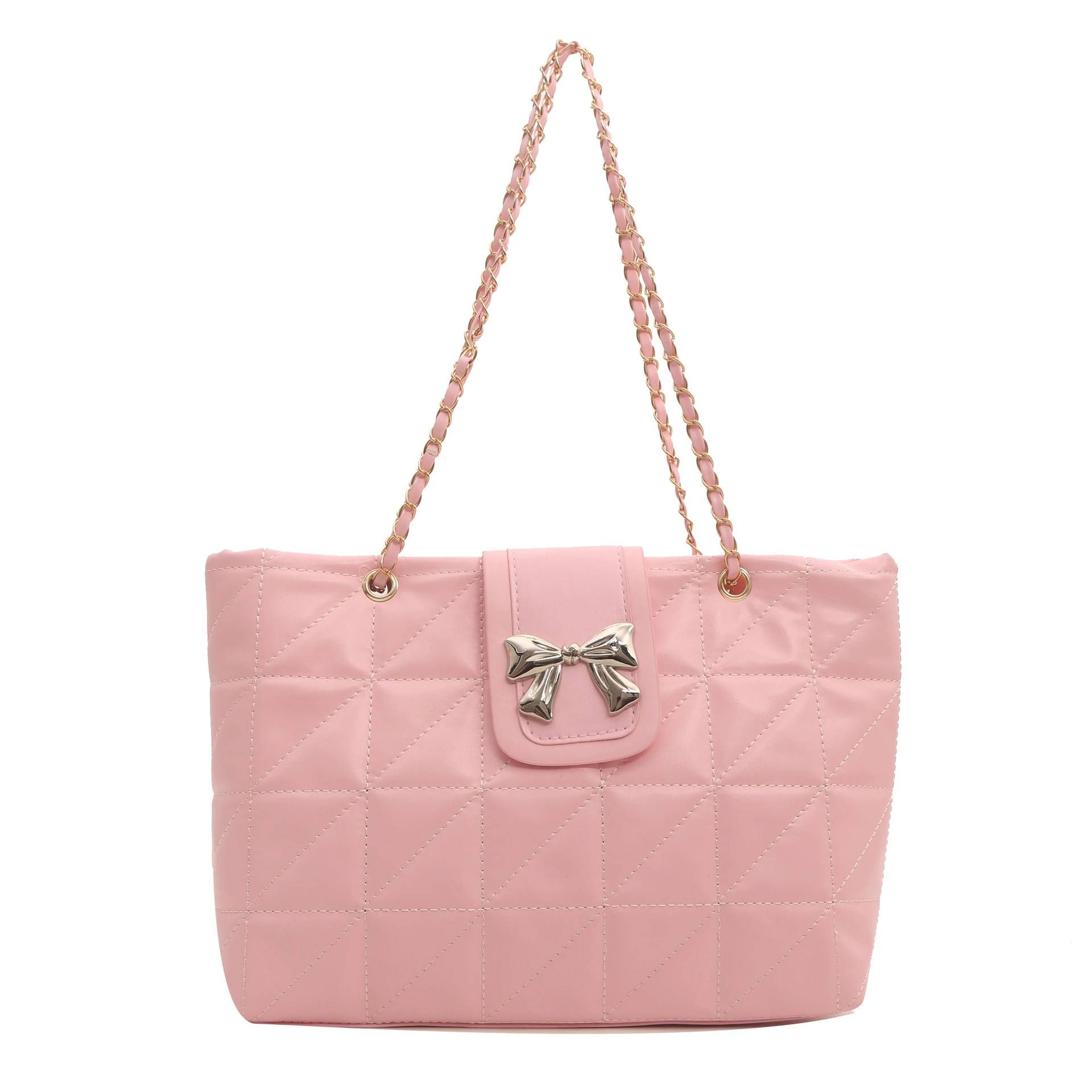 Soft capacious trend one-shoulder bag with diamond pattern, Korean style, chain bag
