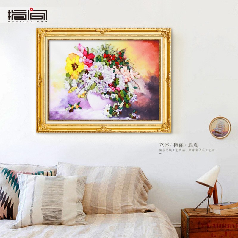 Bordado a mano DIY cinta bordado colgante pintura principiante bordado punto de cruz sala de estar pintura decorativa Lu bordado niños pequeña pintura colgante