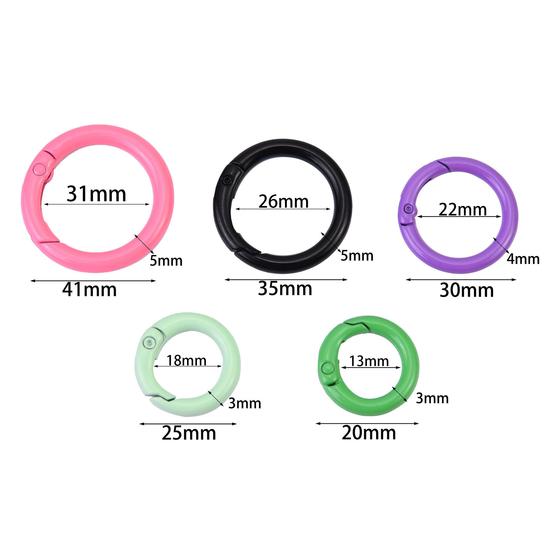 Colorful Painted Open Spring Ring Zinc Alloy Keychain Pendant DIY Jewelry Accessories Spring Clasp Bag Hook