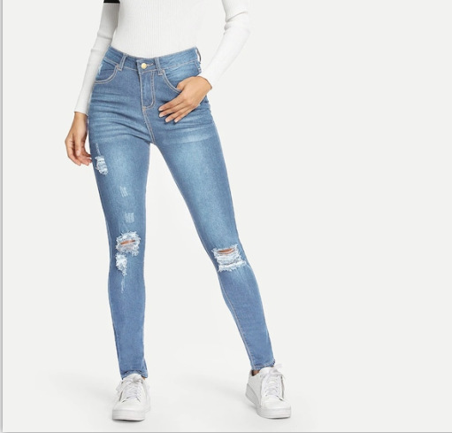 Foreign trade cross-border export women's trousers AliExpress 2020 ripped jeans European and American internet celebrity student pants