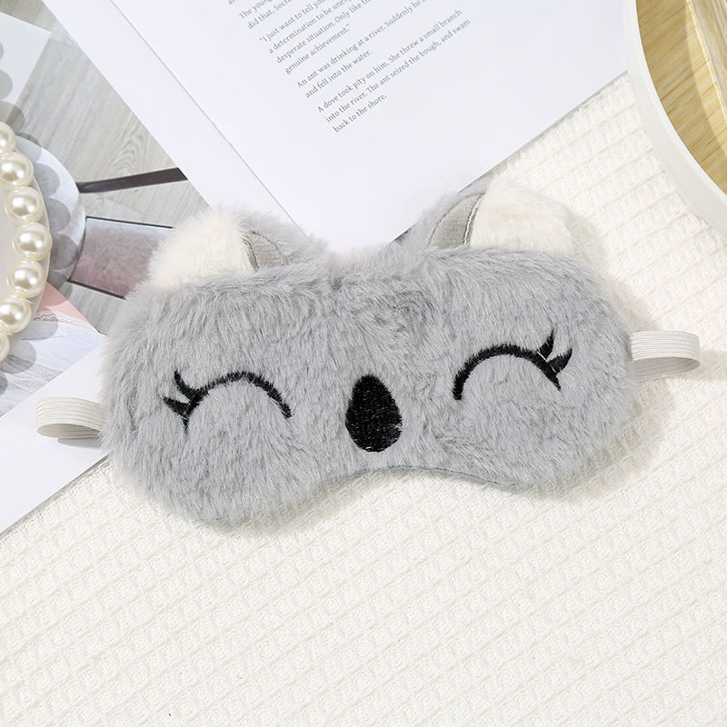 漫画の動物のぬいぐるみ刺繍アイマスク模造ウサギの毛遮光アイマスク飛行機電車休憩アイマスク卸売|undefined