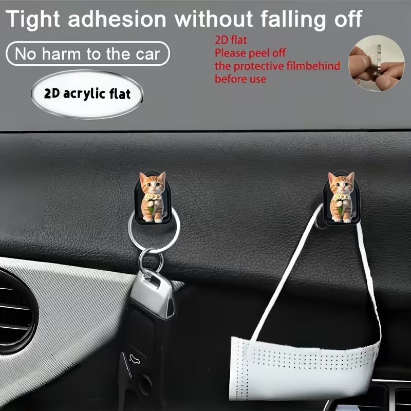 Cross-Border Acrylic 2D Flat Interesting Floral Cat Pattern Multifunctional Adhesive Car Storage Cross-Border Acrylic 2D Flat Interesting Floral Cat Pattern Multifunctional Adhesive Car Storage