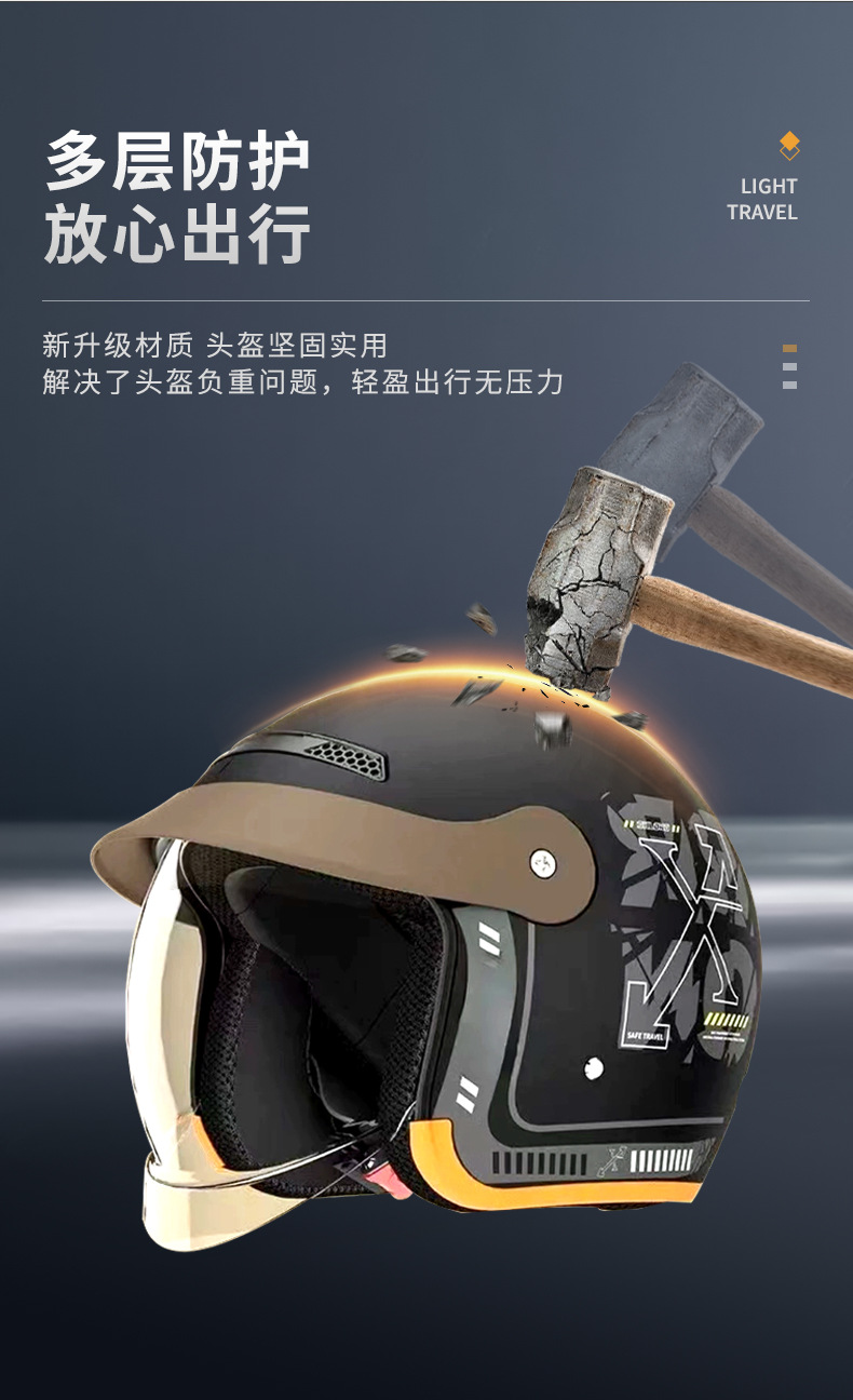 3C Certified Electric Vehicle Motorcycle Travel Helmet, Warm and Windproof Half Helmet, Universal Safety Helmet for Men and Women in All Seasons