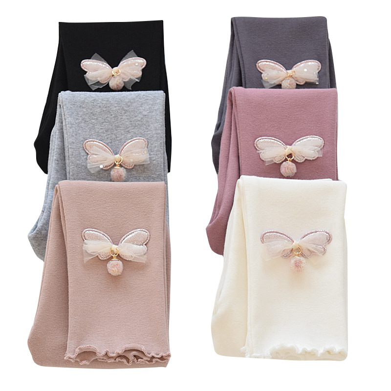 Polainas de las niñas de primavera y otoño Delgado desgaste exterior estilo occidental pantalones de los niños de primavera nuevos bebés de algodón pantalones largos