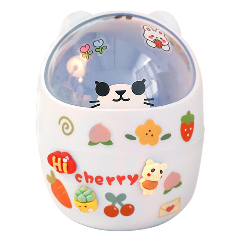 Cubo de basura de escritorio Cubo de almacenamiento de escritorio del estudiante Oficina mini oso lindo Internet celebridad basura puede bolsa
