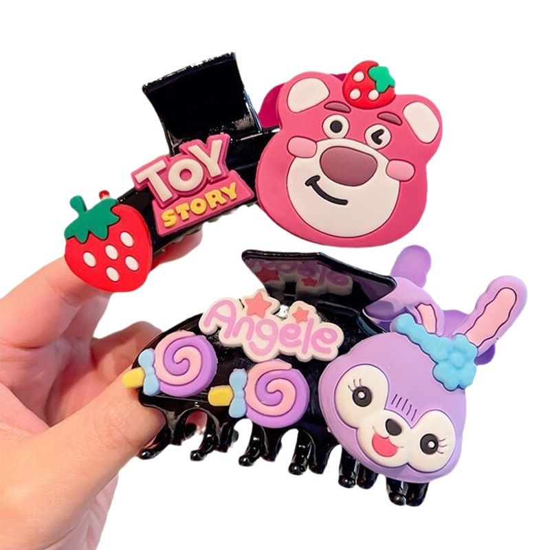 Temporada de dibujos animados de verano de niña updo horquilla lindo Oso de fresa clip para niños bebé hembra horquilla trasera cabeza clip de tiburón