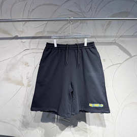 跨境高版本巴黎B家 夏季新款黄胶带涂鸦印花运动休闲短裤男女同款