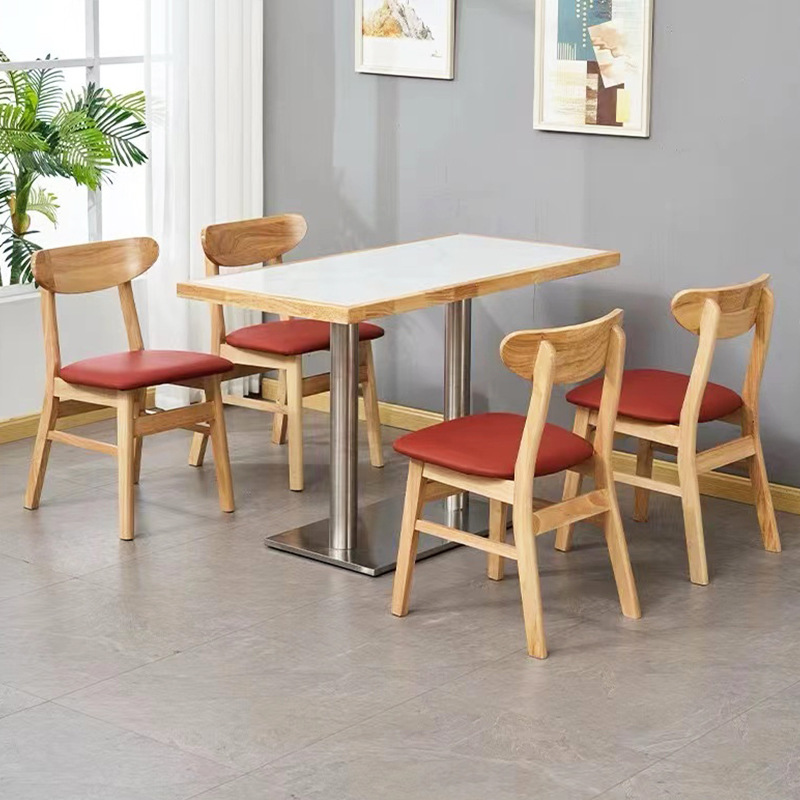 테이블 1개, 의자 4개, 리얼 슬레이트 원목 테두리 버건디 쿠션