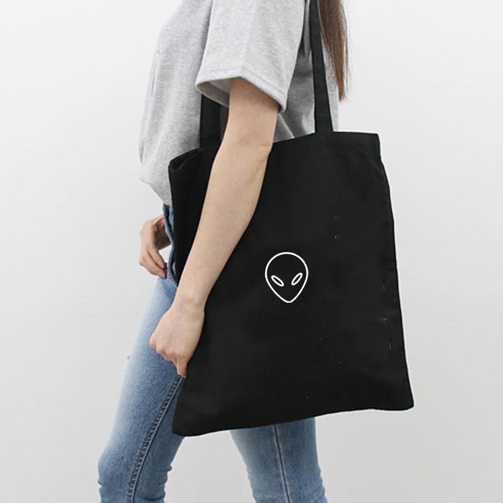 跨境外贸Alien外星人印花帆布包原宿单肩学生时尚手提购物袋现货
