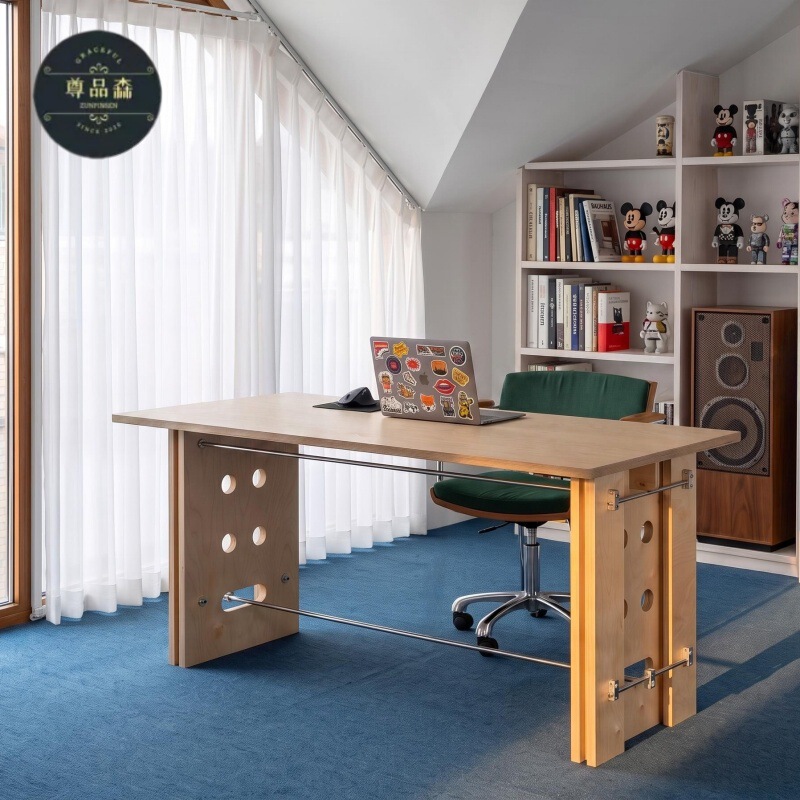 Zunpin Sen Bauhaus Ocean Board Light-Axis Desk Metal High-End Office Desk Computer Desk Home Long Table