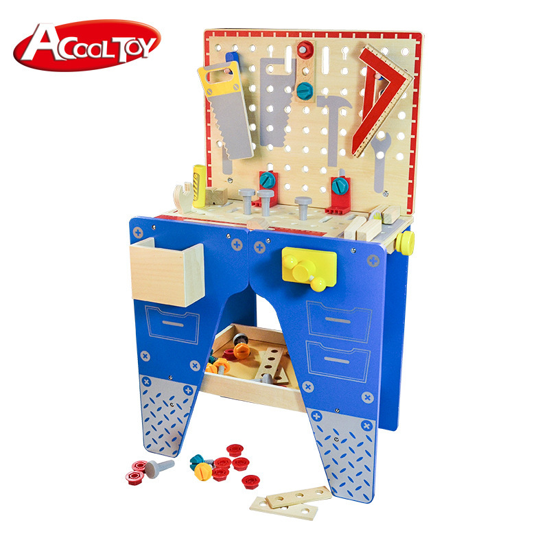 Niño de simulación mesa de herramientas de madera mesa de juguete y silla bebé taladro tornillo tuerca destornillador niños tornillo al por mayor