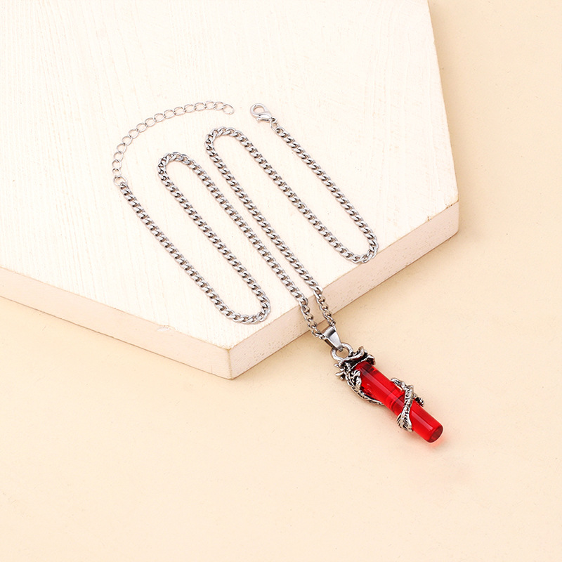 Punk National Crystal Dragon Pendant Necklace Fashion Sweater Chain