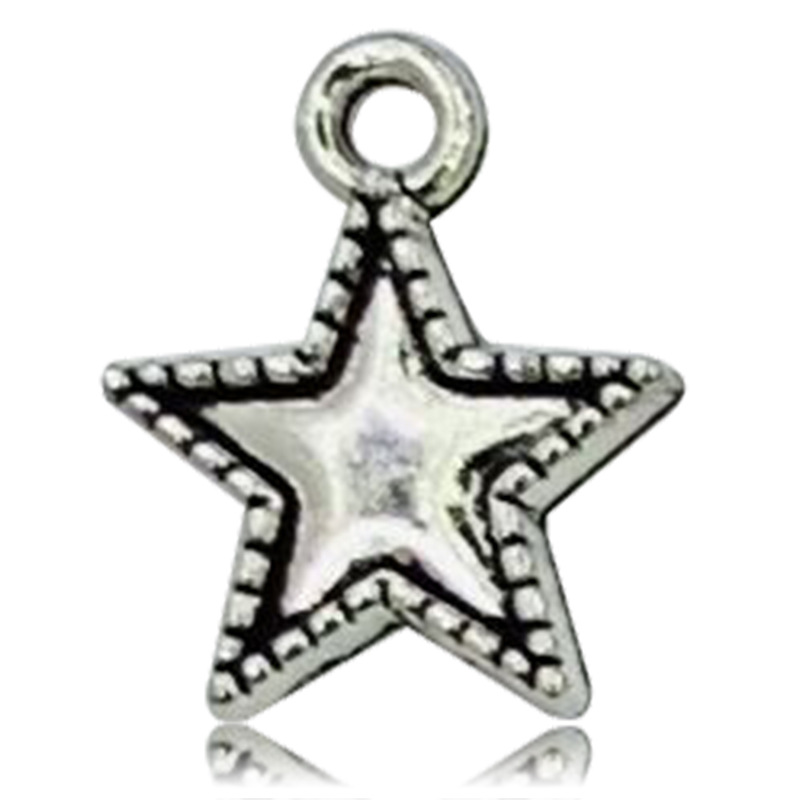 Retro DIY accesorios de joyería de aleación hechos a mano 1 Estrella hueco estrella de cinco puntas collar de meteorito pendientes colgante