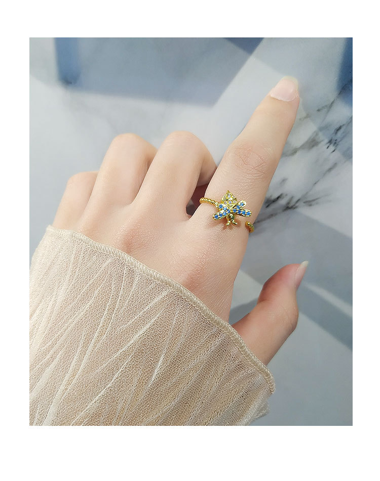 Lady Bee Copper Plating Inlay Zircon Open Ring 1 Piece