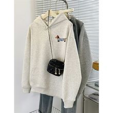 加绒加厚连帽卫衣女2025新款爆款学生秋冬美式复古慵懒风外套