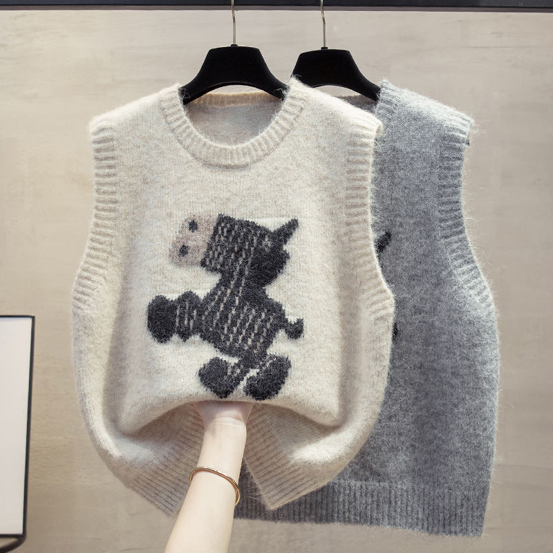 Round Neck Knitted Vest for Women 2025 Spring & Fall New Loose Outer Vest Layered with Sweater Vest Trendy