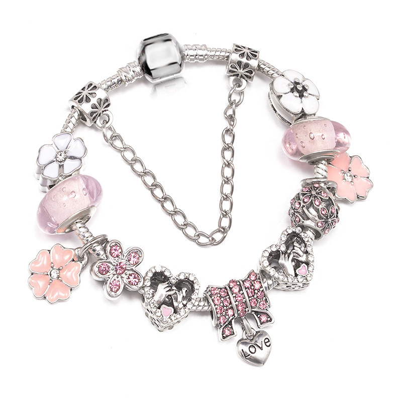 Amazon's Popular Spring Color Peach Blossom Panjia Popular DIY Jewelry Charming Ladies Bracelet Wholesale Amazon's Popular Spring Color Peach Blossom Panjia Popular DIY Jewelry Charming Ladies Bracelet Wholesale