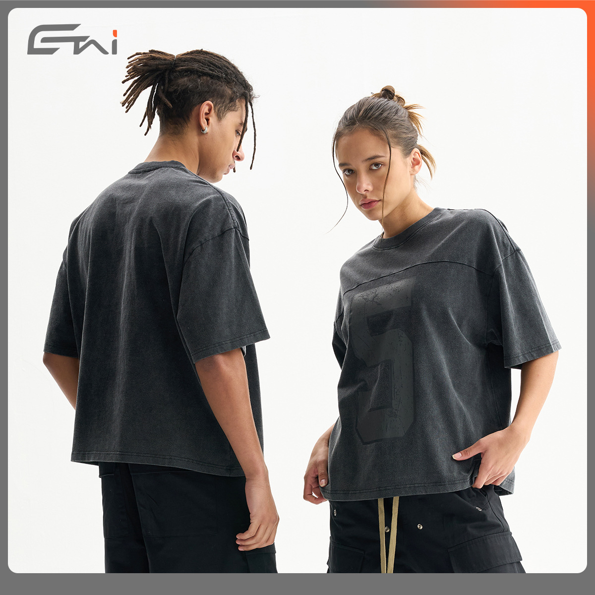 ETAI Ropa para hombres | Camiseta pesada de algodón lavado retro de alta calidad de manga corta de estilo neutral de alta calidad