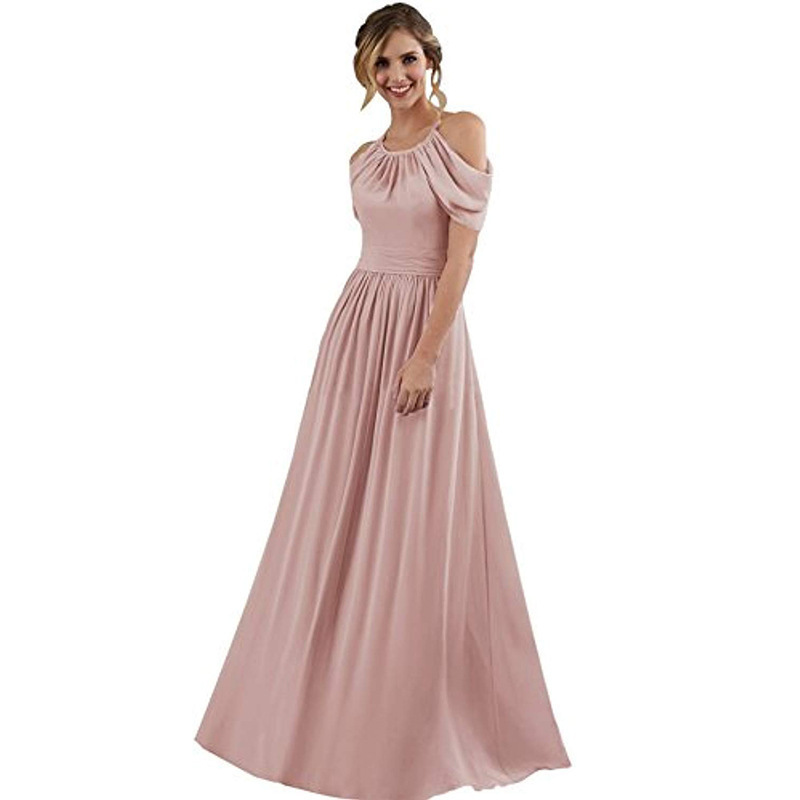 Foreign Trade Supply Amazon Backless Women's Backless Evening Dress Halterneck Celebrity Wedding Bridesmaid Dress Long Plus Size Women