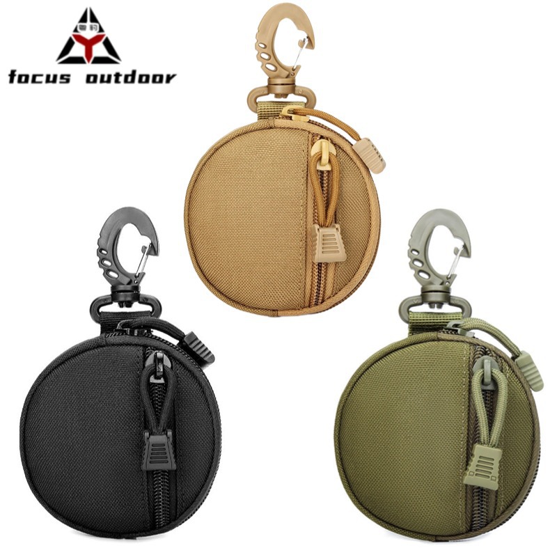 Deportes al aire libre clave colgando bolsa cinturón de accesorios bolsa monedero redondo multi-funcional militar ventilador táctico bolsa de auriculares bolsa
