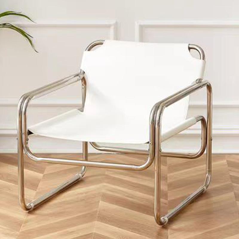Silla de ocio de cuero de silla de montar de estilo medieval, silla de respaldo reclinable, sofá individual, balcón, silla de recepción de alojamiento residencial del hotel