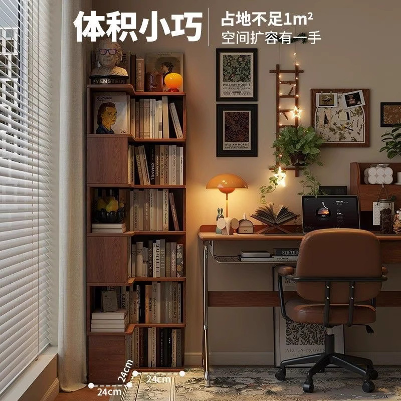 librería de gran capacidad estante de piso de madera sólida esquina estante de libros contra la pared armario de almacenamiento armario de almacenamiento dormitorio Gabinete de exhibición