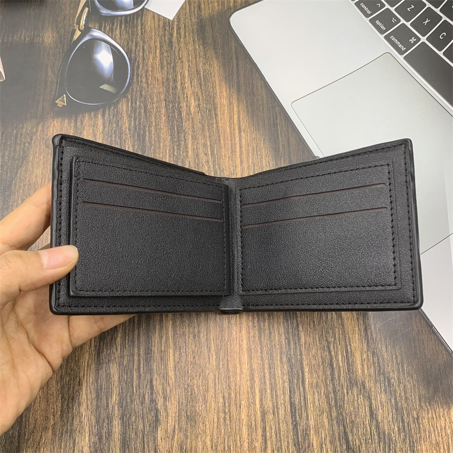 Portofel bărbătesc din piele moale, portofel de afaceri, portofel cu mai multe poziții pentru carduri, organizator de monede, portofel scurt pentru bărbați_voghion.com