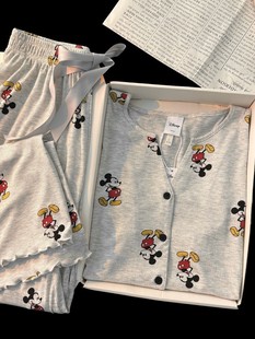 Modal Cotton Pajamas Women's Spring and Autumn Summer Thin Cute Cartoon Mickey Long Sleeve Student Home Clothes Can be Wearable