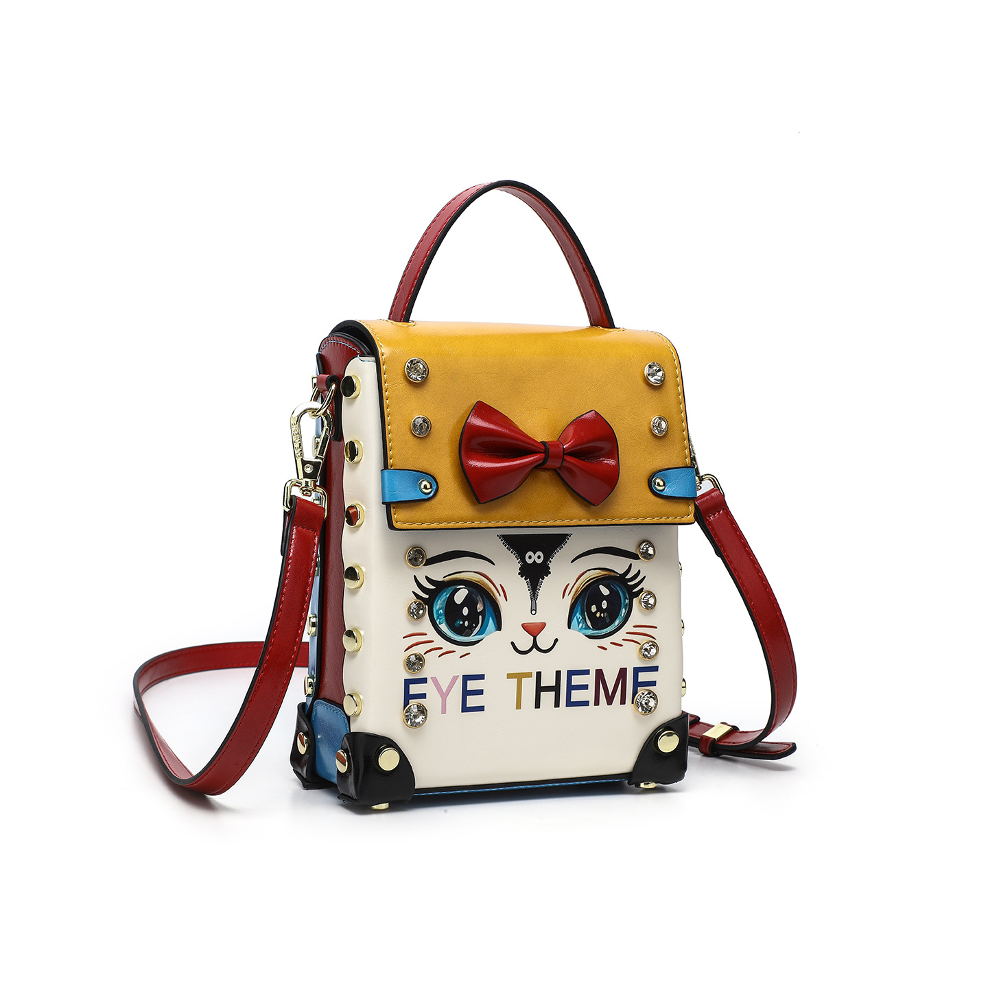 Damas lindas bolsas de estilo de banco de animales con diamantes de alto nivel con tapa de flippable bolsas de mochila con color 2863 #