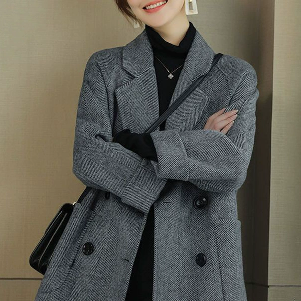 Demi‑season wool blend coat, fitted jacket, optional cotton lining, sizes M–XXXL (by catties)