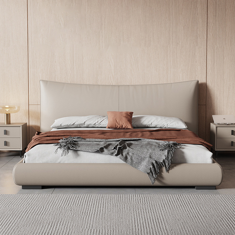 Cama de cuero de estilo italiano minimalista de lujo, 1.5m 1.8 cama doble, cama queen, moderna y simple, cama de boda de almacenamiento suave
