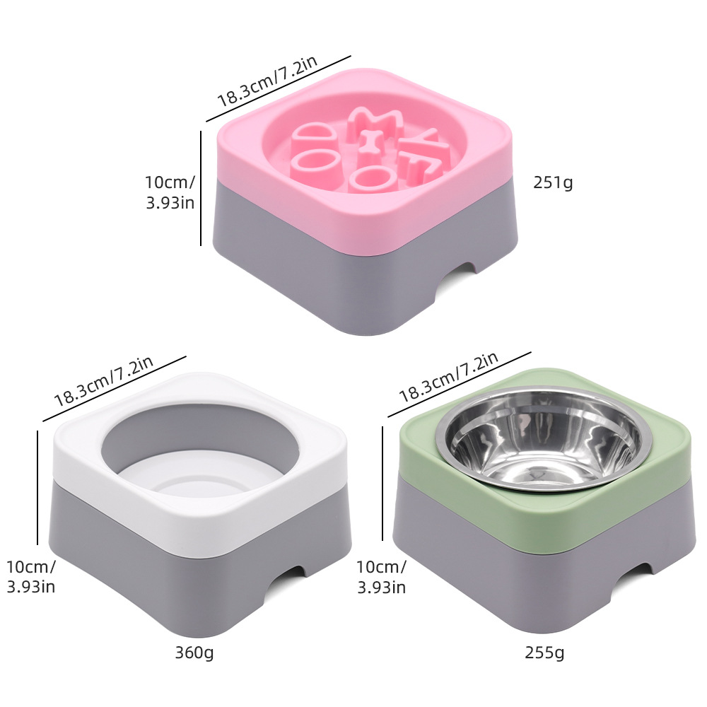 Tazón de comida lenta para mascotas transfronterizas Tazón de agua flotante anti-volcado para perros Bebedero para gatos Tazón de agua para perros Tazón de comida para perros de acero inoxidable