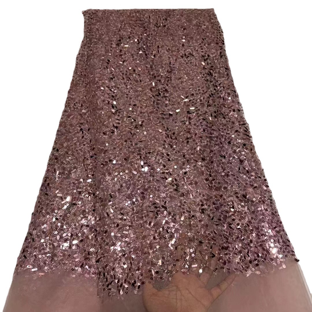 Vintage lentejuelas bordado de malla encaje europeo y americano vestido fiesta brillante parche bordado tela JX2896