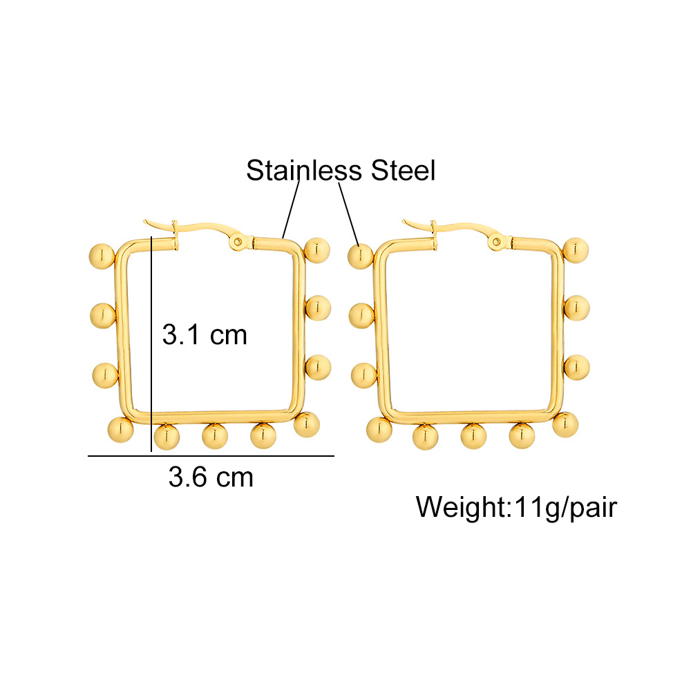 304 Stainless Steel Ear Needle Material 1 Pair INS Style Round Square Plating 201 Stainless Steel 18K Gold Plated Stainless Steel Earrings