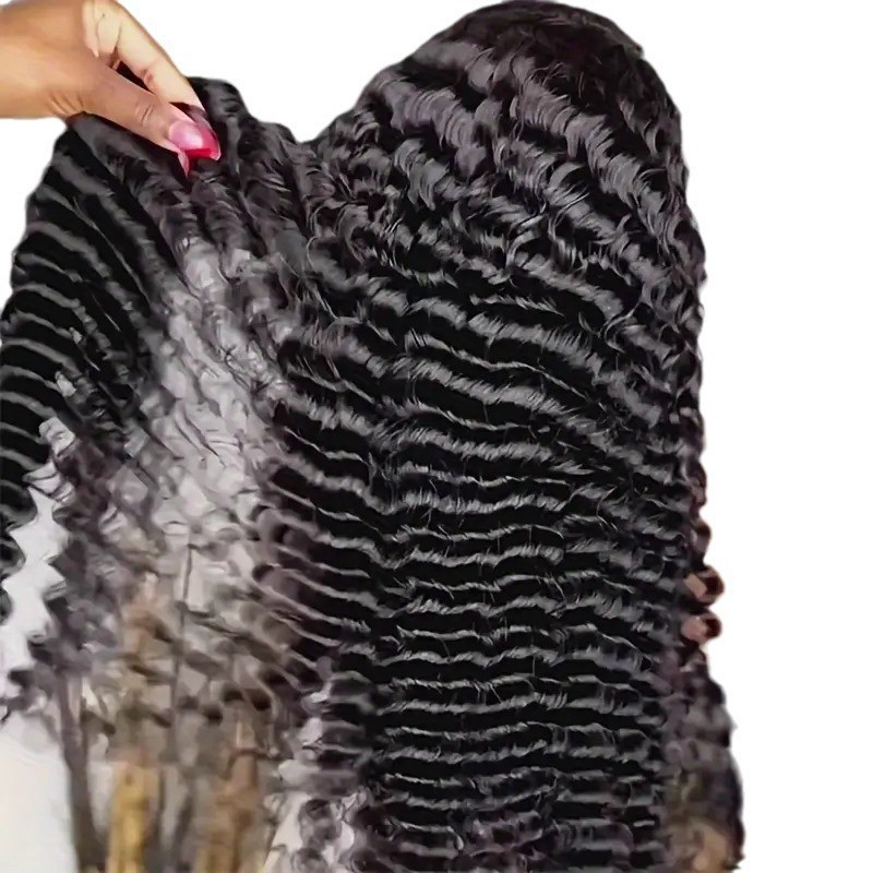 Parrucca da donna lunga e riccia in pizzo con riga centrale, soffice, naturale, alla moda, con extension per capelli sintetici_voghion.com