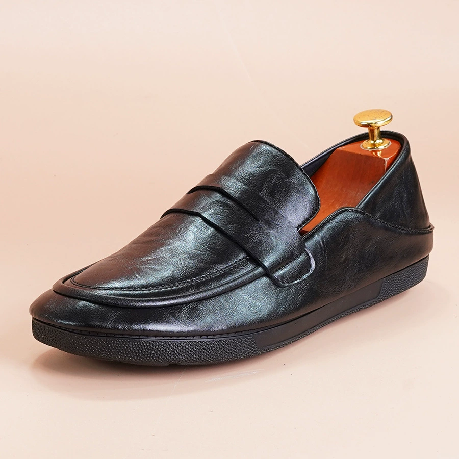 Бобовые ботинки Мужские повседневные кожаные ботинки 2025 осень новые кожаные ботинки Lefu ленивый один педаль дышащая мужская обувь прилив