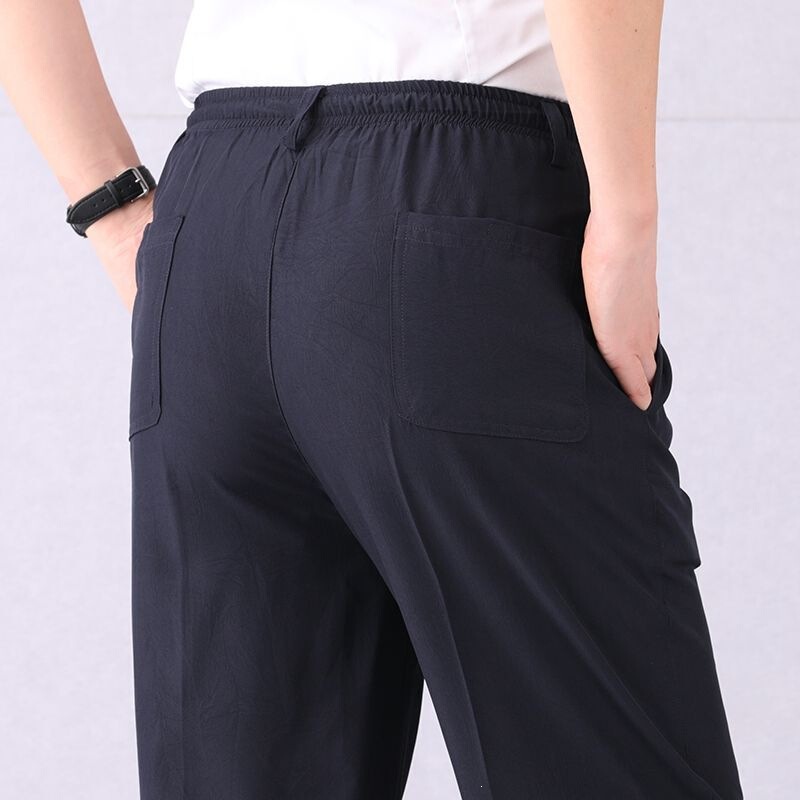 Ice silk quick-dry pants, summer thin style, casual pants for middle-aged men, elastic waist, loose stretchy summer sports pants Ice silk quick-dry pants, summer thin style, casual pants for middle-aged men, elastic waist, loose stretchy summer sports pants