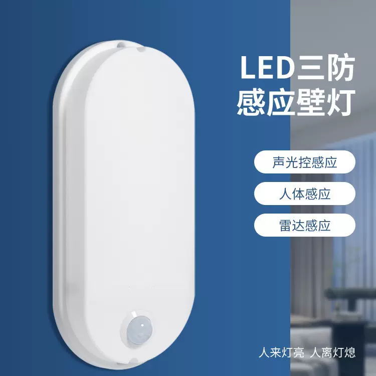 全自动LED感应壁灯声光控灯楼梯公共雷达庭院感应灯入户门三防灯