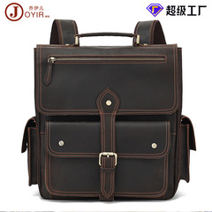 Cross-border retro large capacity backpack Korean style fashion backpack men's genuine leather travel backpack commuting computer bag for men