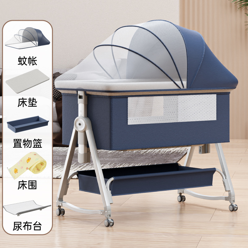 Genuine blue mosquito net, mattress, sides, diaper table