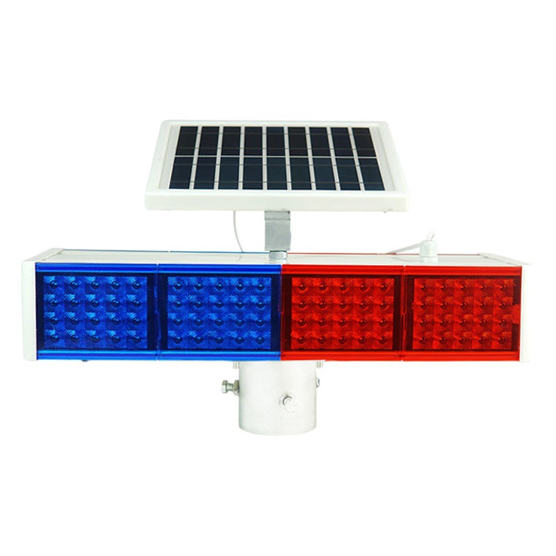 Nueva Luz Intermitente Solar Qichen LED de Advertencia de Doble Cara Roja y Azul para Construcción de Carreteras, Luz Intermitente de Tráfico para Obras Nocturnas