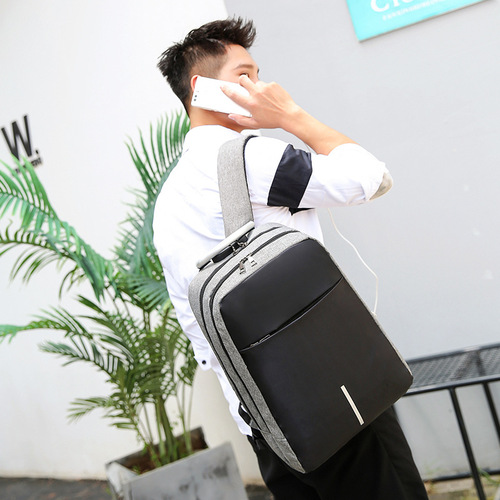 USB Charging Dual-Shoulder Bag  New Model Business Casual Large Capacity Laptop Bag Korean Style Multifunctional Student School Bag