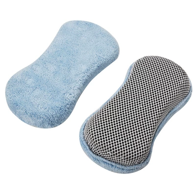 Coral Velvet Sponge Block 8-Shaped Car Wash Cleaning Sponge Car Wipe Water Absorbent Sponge Block Scratch-Free Car Wash Sponge Block (Car cleaning tools) - blue-single-sided-coral-velvet-8-figure-sponge-block-23115cm