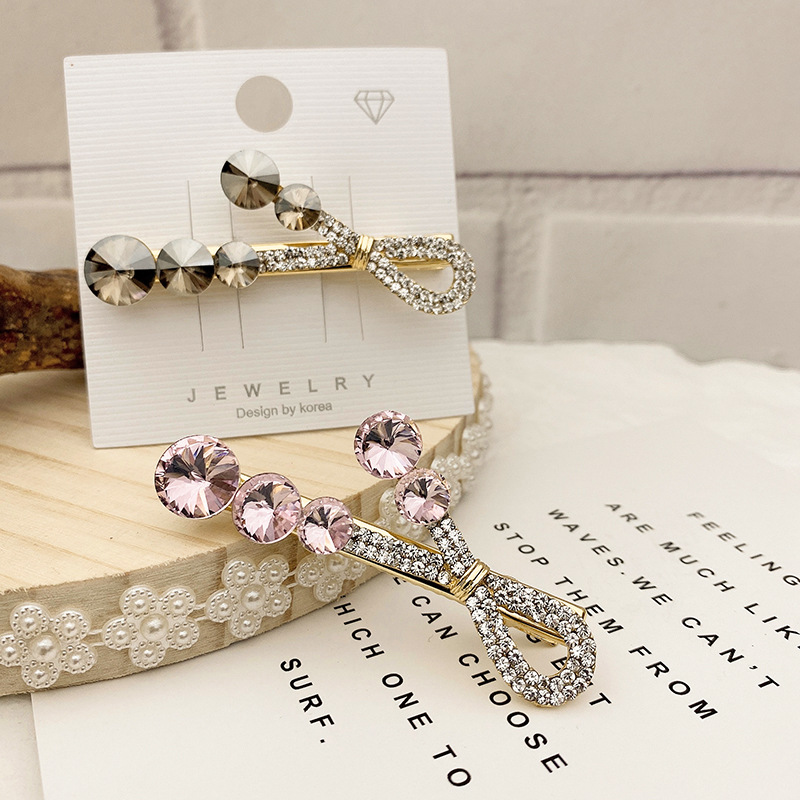 厂家批发新款合金满钻边夹鸭嘴夹发夹女水晶 跨境简约几何形卡子