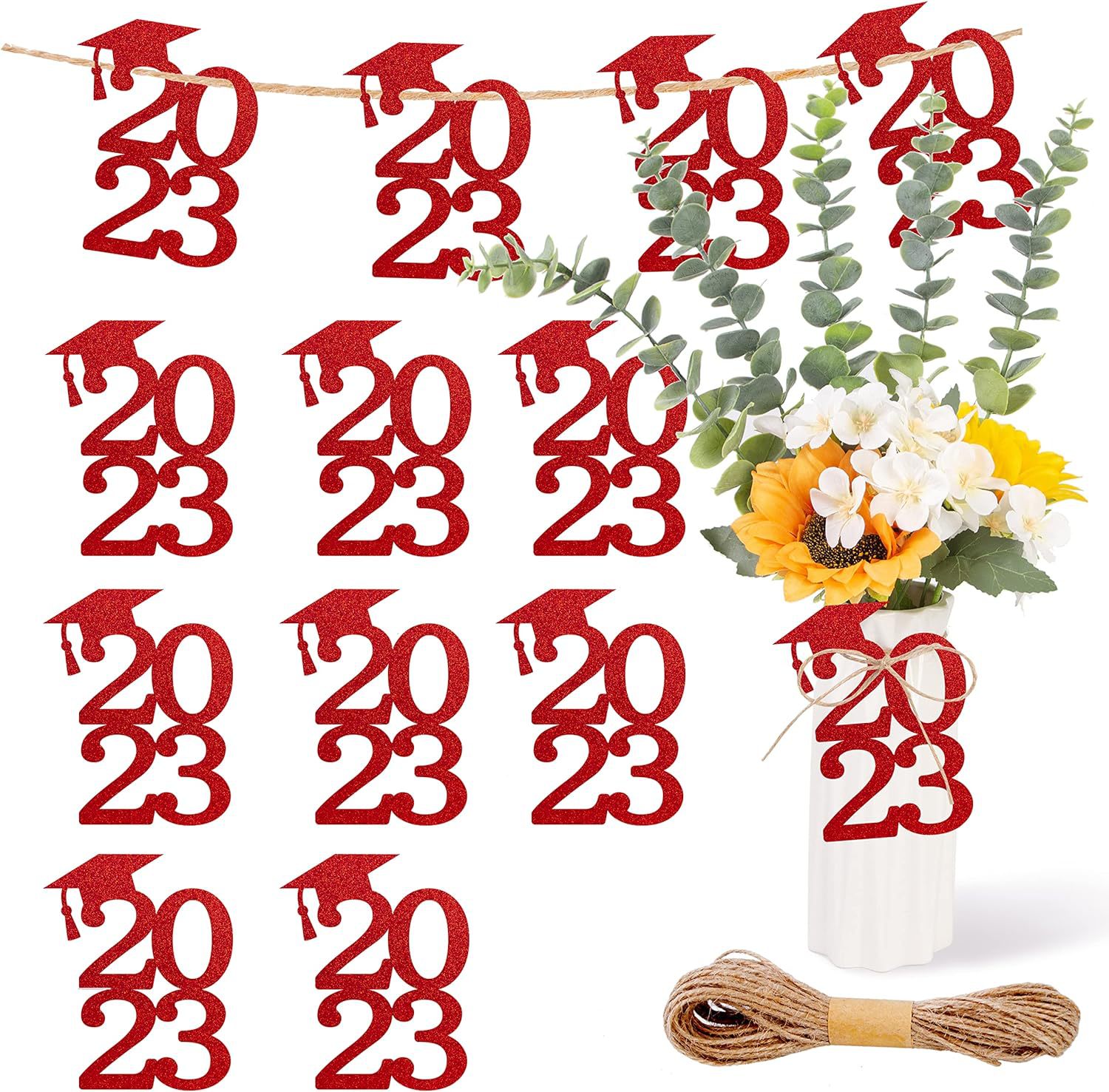 24 piezas de brillo negro cinta de doble cara 2024 decoraciones temporada de graduación suministros de fiesta corte de papel pull bandera transfronteriza Venta caliente