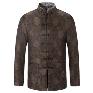High-end Xiangyun yarn Tang suit men's winter silk Mulberry silk silk cotton clothes Chinese style cotton-padded jacket for the elderly
